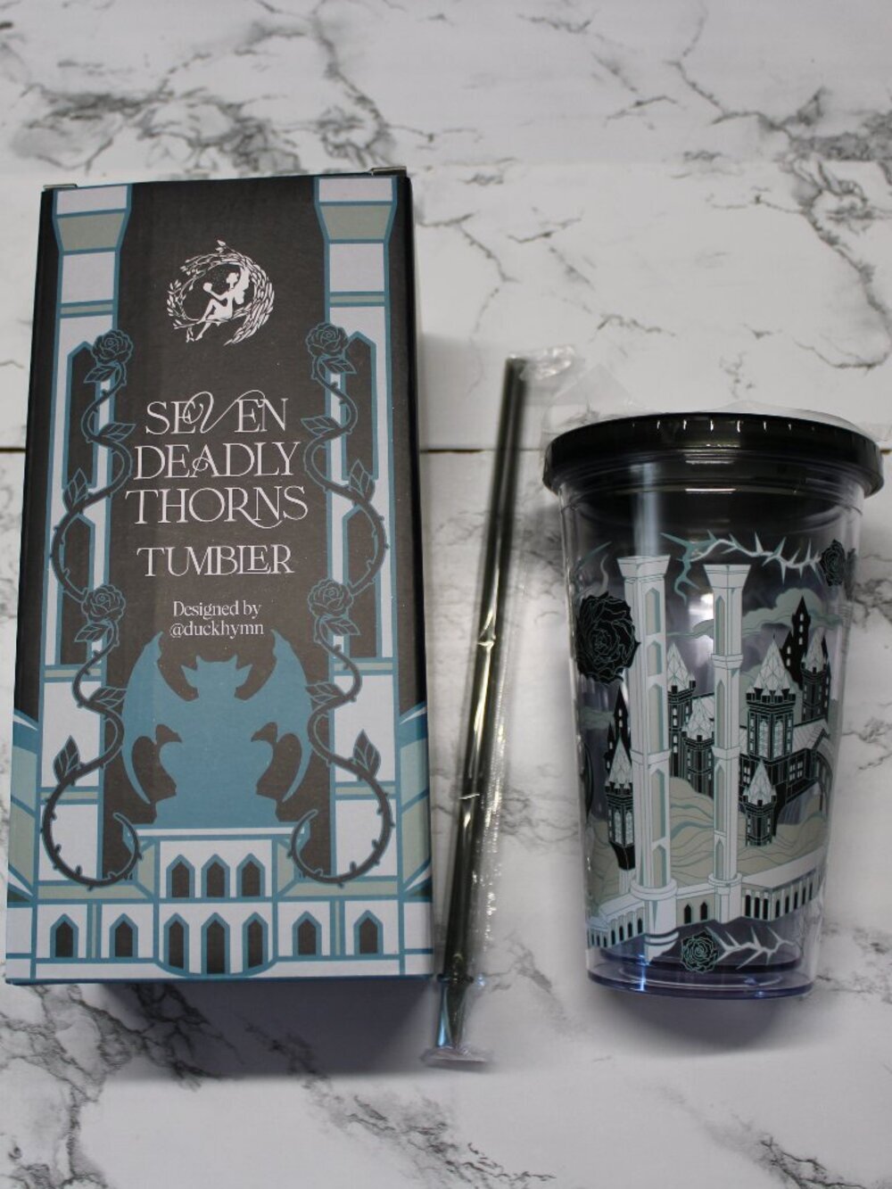Plastic Travel Mug Seven Deadly Thorns by Amber Hamilton